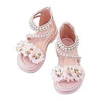 Girls' Sandals Summer Children's Soft Sole Shoes Fashion Girls' Pearl Flower Decoration Princess Shoes Baby Beach