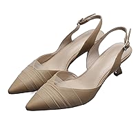 Women's Comfortable Heeled Sandals- Pointed Toe Ladies Classic Dress Shoes for Women. (Color : Coffee, Size : 35)