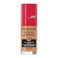 Covergirl Outlast Extreme Wear 3-in-1 Full Coverage Liquid Foundation, SPF 18 Sunscreen, Classic Tan, 1 Fl. Oz.