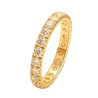 Epinki Womens Real Gold Rings, 18K Gold Ring Eternity 1ct Created Diamond Finger Rings