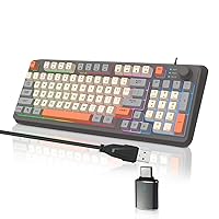 Teslniher Computer Keyboard, LED Keyboard for Office, USB Wired Membrane Keyboard, Laptop Keyboard 94 Keys