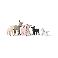 Schleich Farm World 6-Piece Baby Farm Animal Toy Gift Set Including Donkey Foal, Lamb, Calf, Dalmatian Puppy and Goat Kid