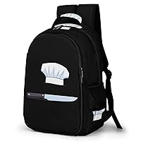 Funny Chef Hat Knife Tool Travel Backpack Double Layers Laptop Backpack Durable Daypack for Men Women