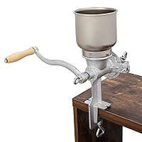 Household Manual Mill, Home Use Hand Cranking Operation Coffee Grinder, Grain Grinder, Manual Cast Iron Mill Grinder, Corn Grinder, with High Hopper, for Animals Feed, Home, Kitchen (Silver)