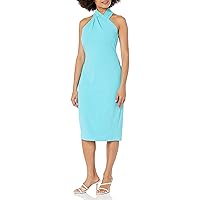 London Times Women's Pleated Neck Halter Sheath Dress Guest of Event Occasion
