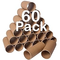60 Pack Craft Rolls - Thick Cardboard Tubes for Craft - Round Cardboard Tubes For Crafts - Craft Tubes - Bulk Craft Round Tubes - Paper Tube for Arts & Crafts - 1.57 x 3.9 Inches - Brown