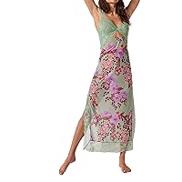 Women Lace Patchwork Floral Maxi Dress Y2k Sleeveless Backless V Neck Long Dress 2024 Summer Bodycon Sundress