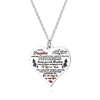 Sincere First Day of School Gifts for Daughter Necklace from Mom Mother Engraved Heart Pendant Necklace Birthday Christmas Jewelry Gift for Girls Women