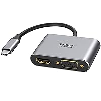 USB C to HDMI VGA Adapter,USB Type C to VGA HDMI Adapter Thunderbolt 3 VGA Adapter for MacBook Pro/iPad Pro/Air 2020 2019 2018,Dell XPS 13/15,Surface Pro, Galaxy S8/S9, Huawei P20