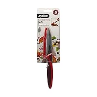 Serrated Paring Knife, 4-Inch Stainless Steel Blade, Red