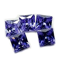 Simulated Square Shape Purple Cubic Zircon Gemstone Total 25 Carat 5 Pcs Lot at Wholesale Price