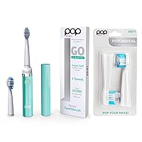 Pop Sonic Electric Toothbrush (Pastel Green) Bonus 2 Pack Replacement Heads - Travel Toothbrushes w/AAA Battery | Kids Electric Toothbrushes with 2 Speed & 15,000-30,000 Strokes/Minute