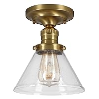Design House 589069-SG Augustin Transitional 1 Indoor Dimmable Ceiling Light Fixture with Clear Seedy Glass Shade for Kitchen Hallway Bedroom, Satin Gold