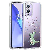 Unov Case Compatible with OnePlus 9 5G Clear with Design Soft TPU Shock Absorption Slim Embossed Pattern Protective Back Cover OnePlus 9 5G Case 6.5 inch (Rainbow Dinosaur)