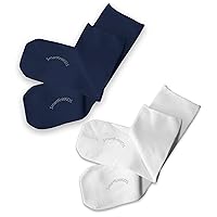 Seamless Sensitivity Socks - 2 Pack (Navy & White, Large)