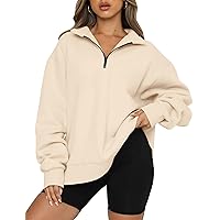 Trendy Queen Womens Oversized Sweatshirts Hoodies Half Zip Pullover Fall Fashion Outfits 2024 Y2k Clothes
