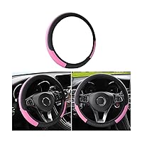 15 Inch Car Steering Wheel Cover, Universal Elastic Stretch Breathable Anti-Slip Leather Without Inner Ring, Auto Accessories Steering Wheel Protector for Women Men (Pink)