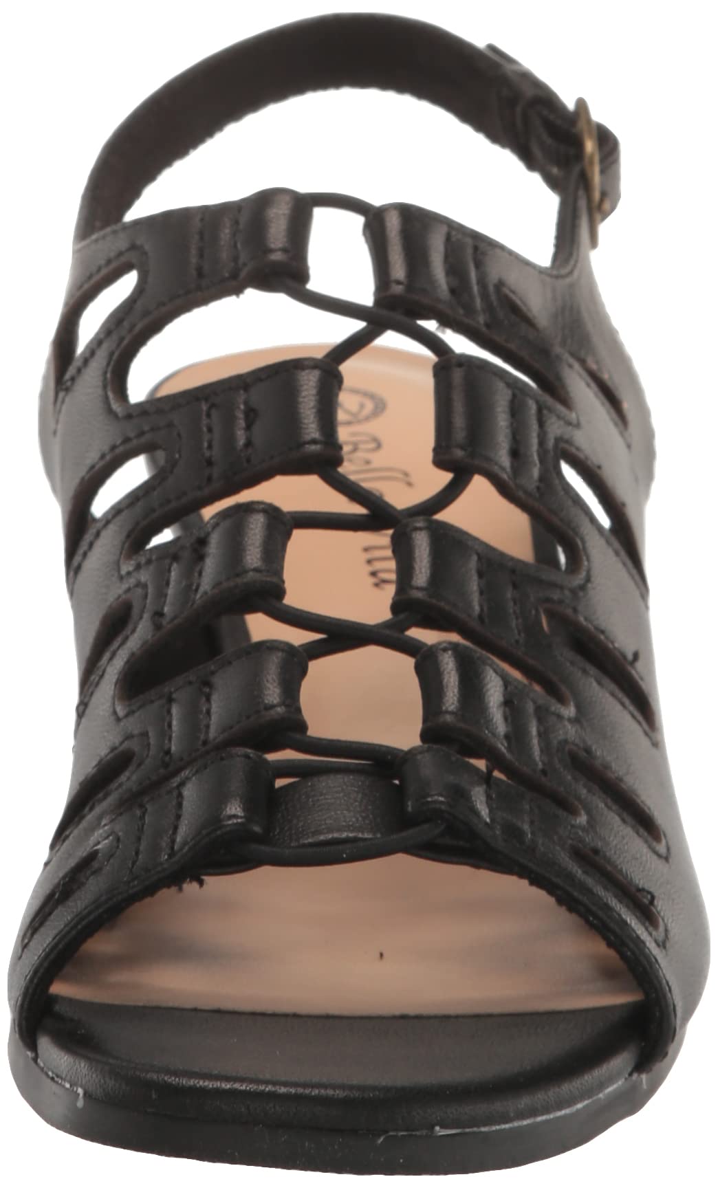 Bella Vita Women's Zamira Wedge Sandal, Black Leather, 6.5 Narrow