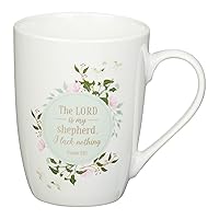 Christian Art Gifts Ceramic Scripture Floral Coffee and Tea Mug 12 oz Inspirational Bible Verse Hot & Cold Beverage Cup - The Lord Is My Shepherd - Psalm 23:1 Microwave and Dishwasher-Safe