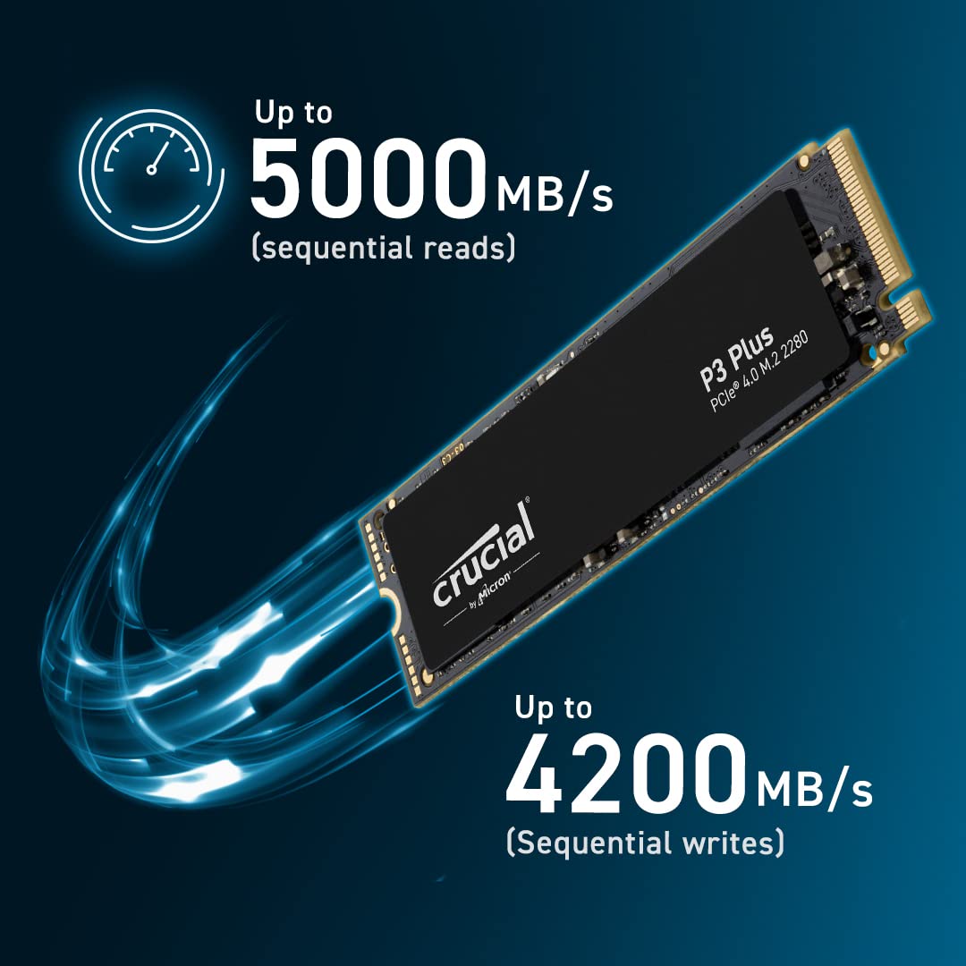 Crucial P3 Plus 1TB PCIe Gen4 3D NAND NVMe M.2 SSD, up to 5000MB/s - CT1000P3PSSD8