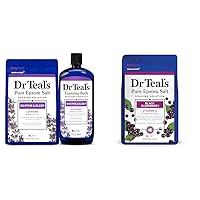 Dr Teal's Epsom Salt Soaking Solution and Foaming Bath with Pure Epsom Salt Combo Pack, Lavender & Pure Epsom Salt Soak, Black Elderberry with Vitamin D, 3 lbs (Packaging May Vary)