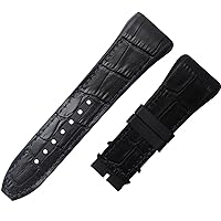28mm Nylon Cowhide Silicone Watch Strap Black Blue Folding Buckle Watchband for Franck Muller Series Watch (Color : Black Blue, Size : 28mm no Buckle)