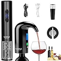 Electric Wine Opener and Wine Aerator Set, Rechargeable Wine Accessories; Aerator, Decanter, Dispenser, All-In-One; Foil Cutter, Vacuum Stopper, Wine Gifts for Wine Lovers