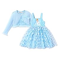 Disney Princess Toddler Girls 2PCS Print Sleeveless Dress and Long Sleeve Cardigan Set
