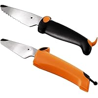 KinderKitchen Children’s Knife, Set of 2 - With Straight and Serrated Blade, Orange & Black