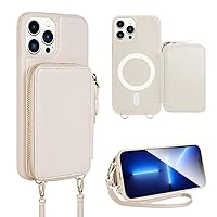 ZVE iPhone 13 Pro Wallet Case for Women, Magsafe Charging Phone Case with RFID Blocking Card Holder Wrist Strap, Leather Purse Cover Gift for iPhone 13 Pro, 6.1