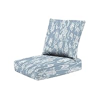 2-Piece Deep Seating Cushion Set Two Color Floral Design for Wrapping Paper Fabric Seamless Decorative Dining Chair Bench Replacement Deep Seat Cushions for Indoor Outdoor Patio Furniture