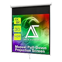 Akia Screens 125 inch Projector Screen Pull Down Manual B 1:1 8K 4K HD 3D Ceiling Wall Mount White Portable Projection Screen Retractable Auto Locking for Indoor Movie Home Theater Office AK-M125S1