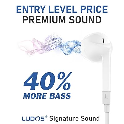 LUDOS FEROX Wired Earbuds in-Ear Headphones, 5 Year Warranty, Earphones  with Microphone, Noise Isolation Corded for 3.5mm Jack Ear Buds for iPhone