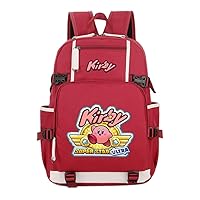 Kirby Game Backpack Student Schoolbag Laptop Book Bag Casual Dayback Red-1
