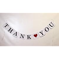 Thank You (Heart) Mini Banner, 1 Set, Wedding Photo Props, Wedding Garland, Party Decoration, Wedding Chair Sign (Black)