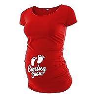 Red Cute Pregnancy Shirts for Women - Funny Maternity Graphic Tees [40022024-AK] | Coming Soon, L