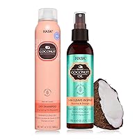 HASK Nourishing Coconut Collection: 1 Coconut Nourishing Dry Shampoo and 1 Coconut 5-in-1 Leave In Conditioner Spray