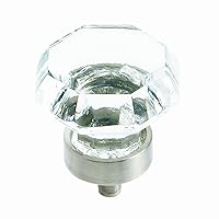 Amerock | Cabinet Knob | Clear/Satin Nickel | 1-5/16 inch (33 mm) Diameter | Traditional Classics | 1 Pack | Drawer Knob | Cabinet Hardware