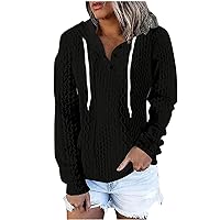 Autumn and Winter Pullover Clothes for Women Oversized Drawstring Sweatshirt Solid Color Button Up Hoodie Dressy Casual