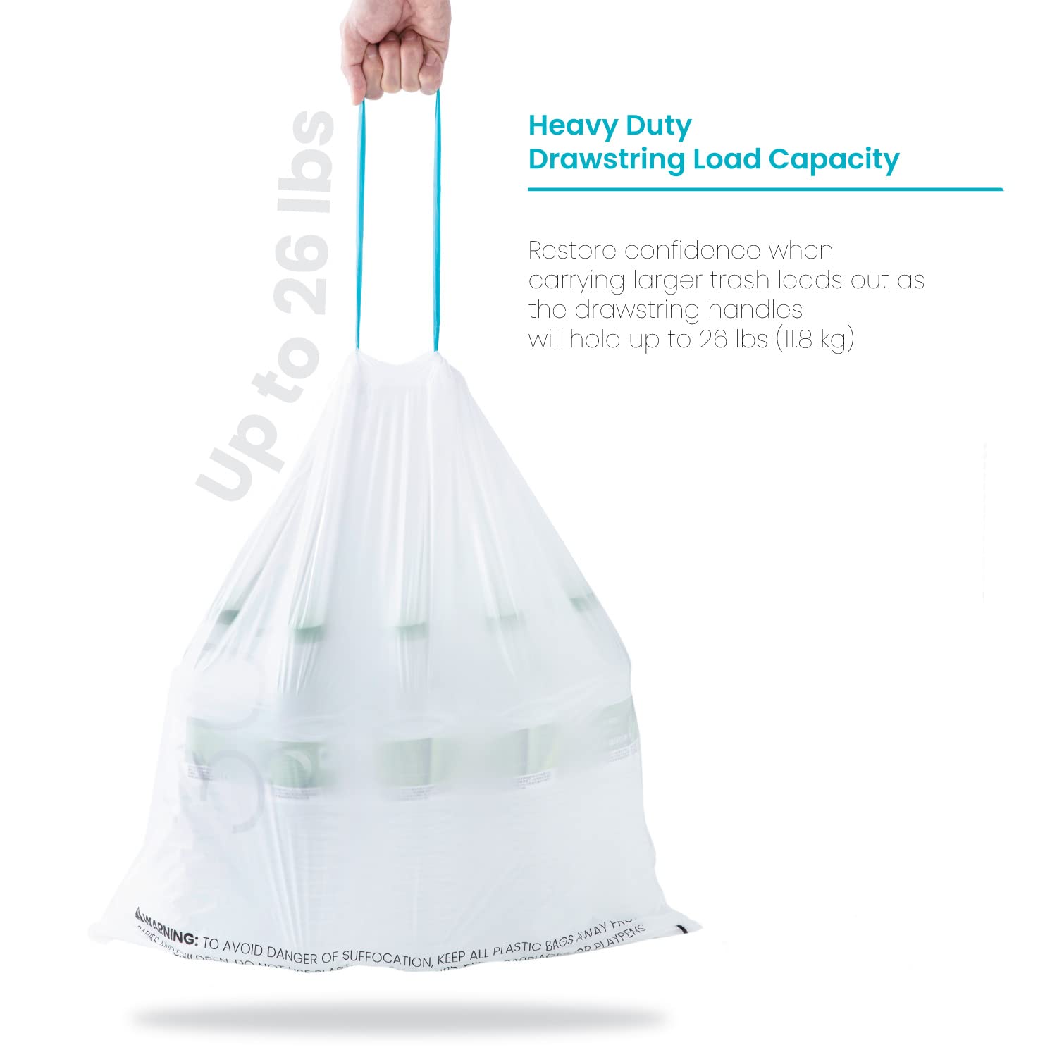 Home Zone Living 8 Gallon Kitchen Trash Bags with Drawstring Handles, Heavy Duty Custom Fit Design for 30 Liter Dual Recycling Liners, Code 30R, 60 Count