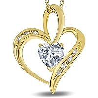 Solid 14K Gold Open Heart Pendant Necklace with 6mm center stone