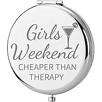 TGBJE Girls Weekend Gift Girls Makeup Mirror Girls Weekend Cheaper Than Therapy Pocket Mirror Travel Gifts for Best Friend (Girls Weekend Mirror)