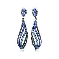 Alilang Shine Emerald Capri Blue Crystal Rhinestones Waves Fashion Dangle Earrings