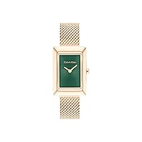 Calvin Klein Women's CK Styled Wristwatch, Carnation Gold, Mesh Bracelet, Rectangular Case, Feminine Look, (Model:25200395)