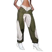 Cargo Pants Woman Relaxed Fit Baggy Clothes Black Demin Pants High Waist Zipper Slim Drawstring Waist with