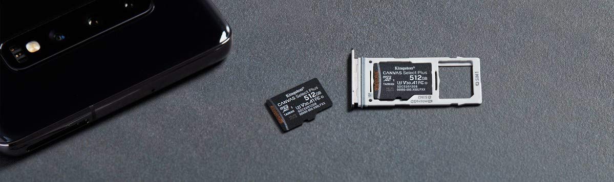 Kingston 512GB microSDXC Canvas Select Plus 100MB/s Read A1 Class UHS-I Memory Card + Adapter (SDCS2/512GB)