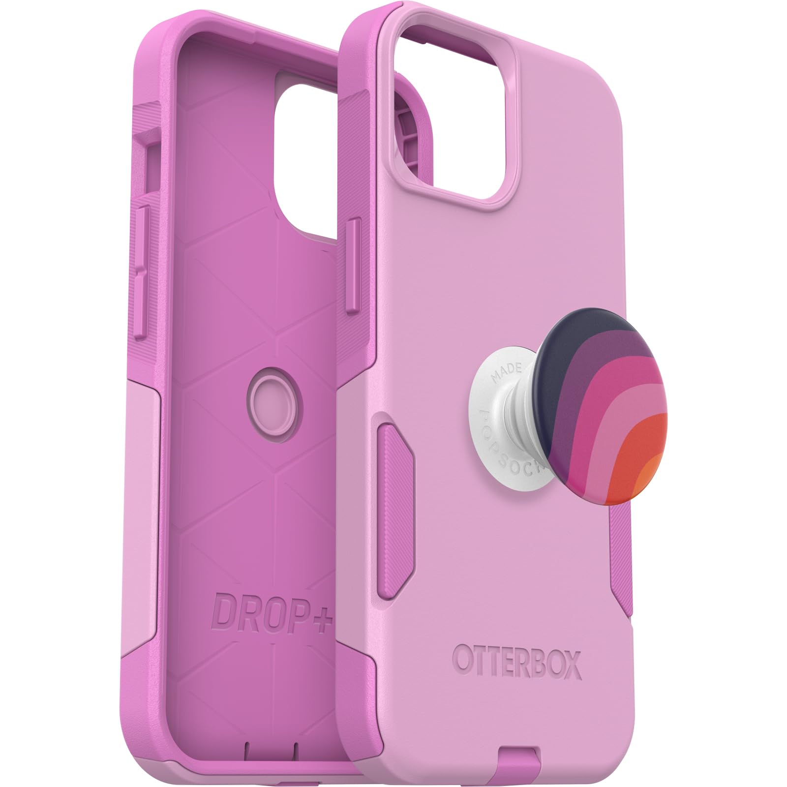 Bundle: OtterBox STRAWBERRY Commuter Series Case - (RUN WILDFLOWER) + PopSockets PopGrip - (PLUM STRIPE), slim & tough, pocket-friendly, with port protection, PopGrip included