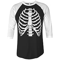 Threadrock Skeleton Rib Cage Halloween Costume Unisex Raglan T-Shirt