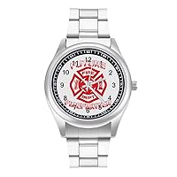 Future Firefighter Fashion Wrist Watch Arabic Numerals Stainless Steel Quartz Watch Easy to Read