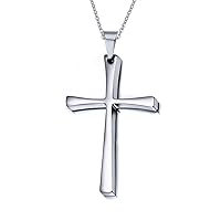 High Polished Stainless Steel Cross Pendant Necklace for Men Women Girls Boys, Free Chain